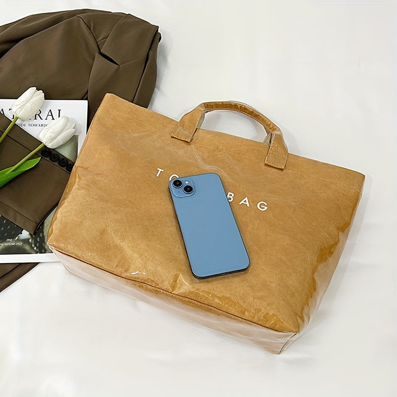 Detachable-Strap Handbag for Women with Listed Tape Closure, Beige, Green, Brown or Black Tote Options for Everyday Shopping, Casual Travel and Event Styling