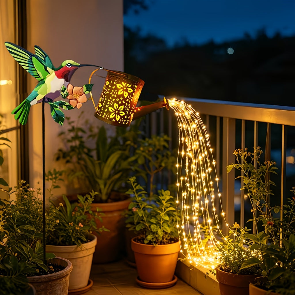 Hummingbird Solar Hanging Lantern, IP65-Rated Garden Light with Automatic On and Off, Warm White or Colorful Light for Patio, Courtyard and Yard Decor