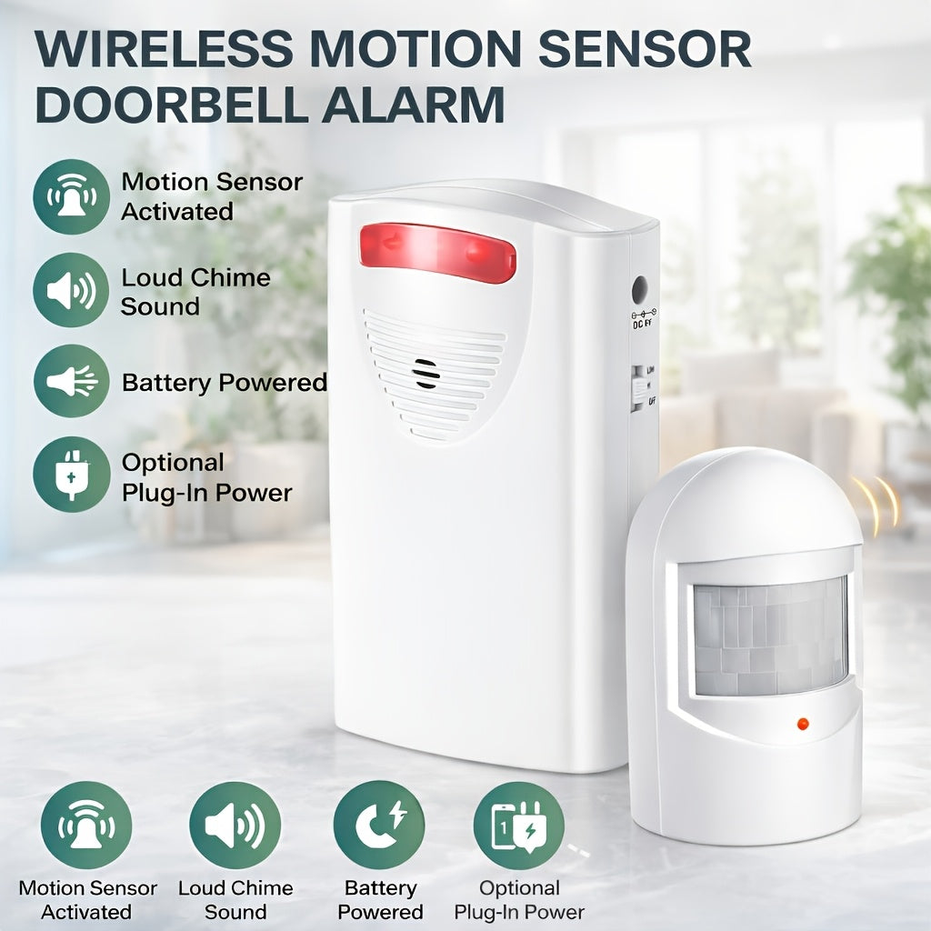 Driveway Alarm Wireless Outside Motion Sensor with Receiver, Infrared Detector Alert System for Home Security, Business, Garage and Property