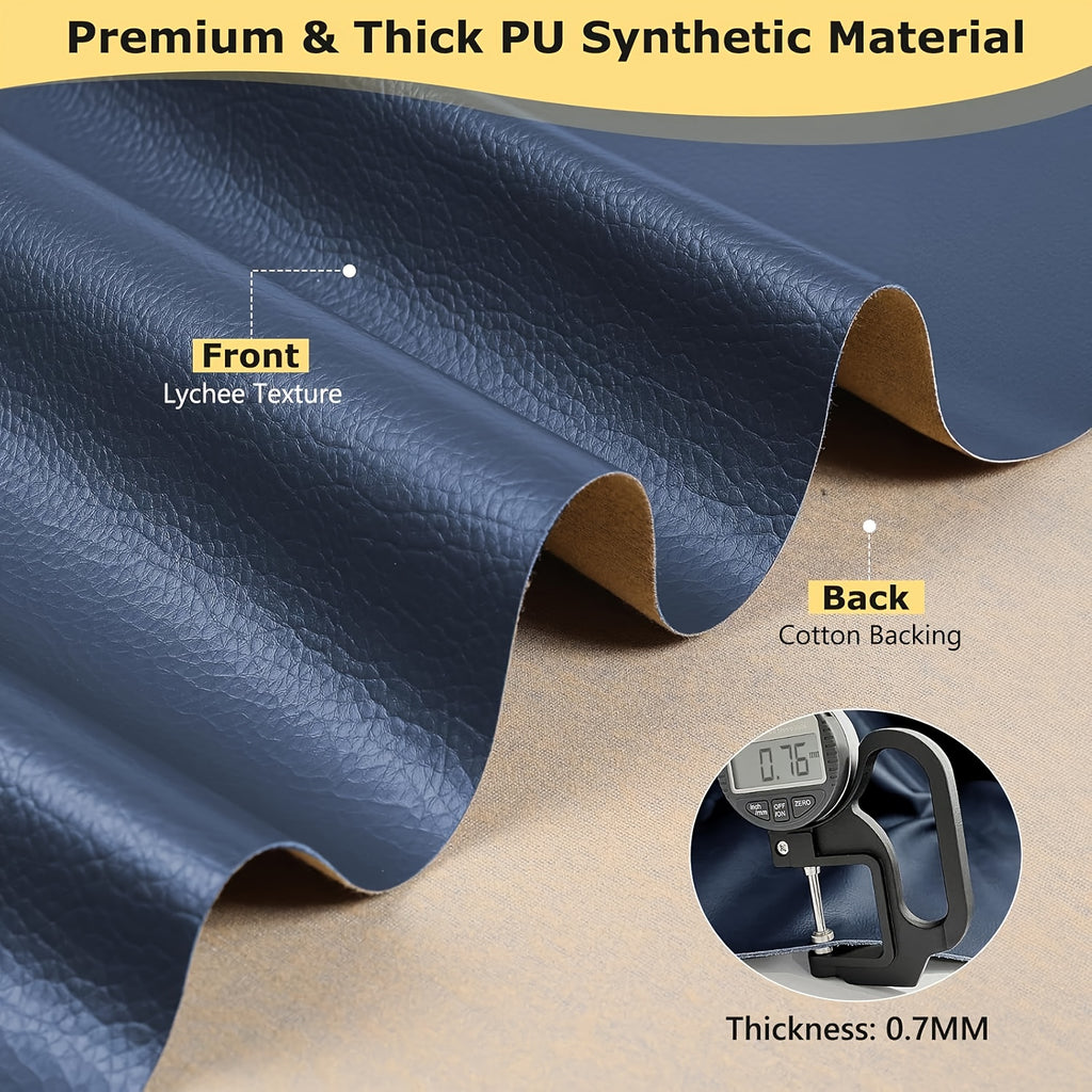Faux Leather Upholstery Fabric 2 Yards with Backing, Listed 54-Inch Width and 0.7 mm Thickness, Leather-Textured Material in Multiple Colors for DIY Sewing