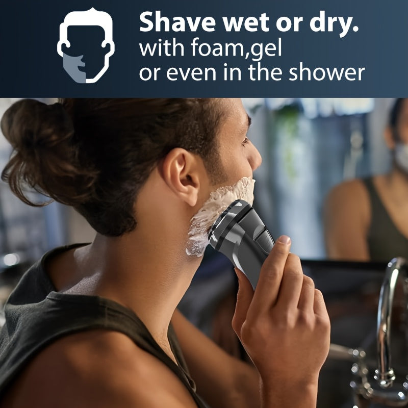 Sejoy Men's Electric Shaver with Pop-Up Trimmer, 3D Floating Head and LCD Display, Listed One-Hour Fast Charging in Blue, Light Blue or Gray