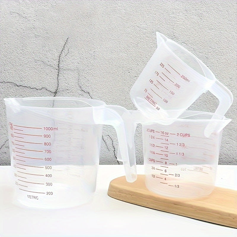 Nesting Measuring Cup Set, Three-Piece Kitchen Measuring Tools with Listed 250ml, 500ml and 1000ml Capacities for Metric Recipes and Home Baking Preparation