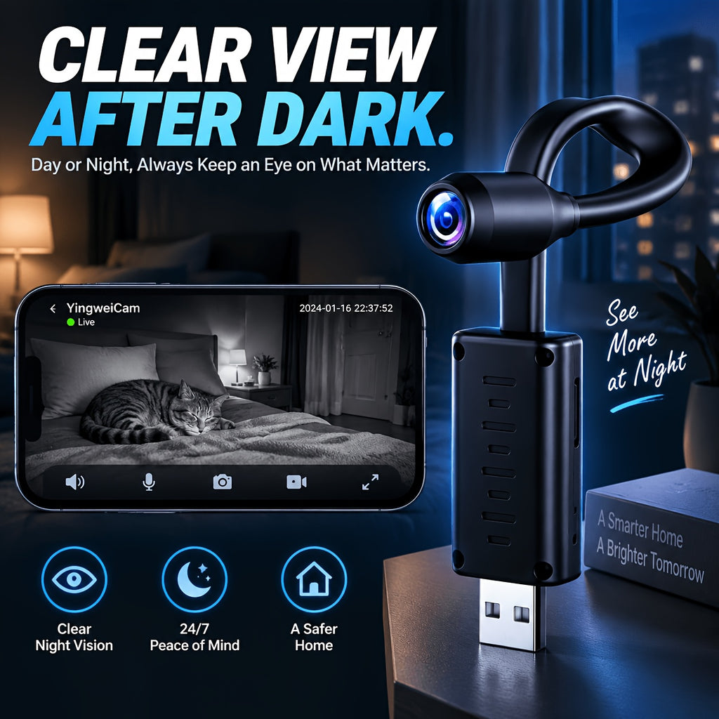 AP Hotspot Mini Camera 3-Pack, 1024P Indoor Monitoring Cameras with Motion Detection, Flexible Lens and Local Live Viewing Without Internet