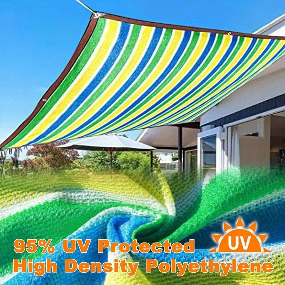 Sunshade Net with Multicolor Stripe Wording, Breathable Mesh Design and 78.74-Inch Square or 78.74 by 118.11-Inch Options for Garden and Terrace Shade Planning