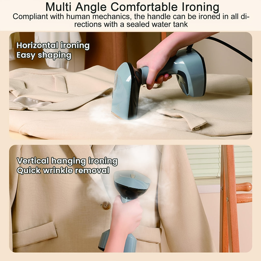 Foldable Clothing Steam Iron with Listed 1500W Power and 15-Second Heat-Up, Portable Handheld Garment Care Appliance in Grey or White for Home and Travel