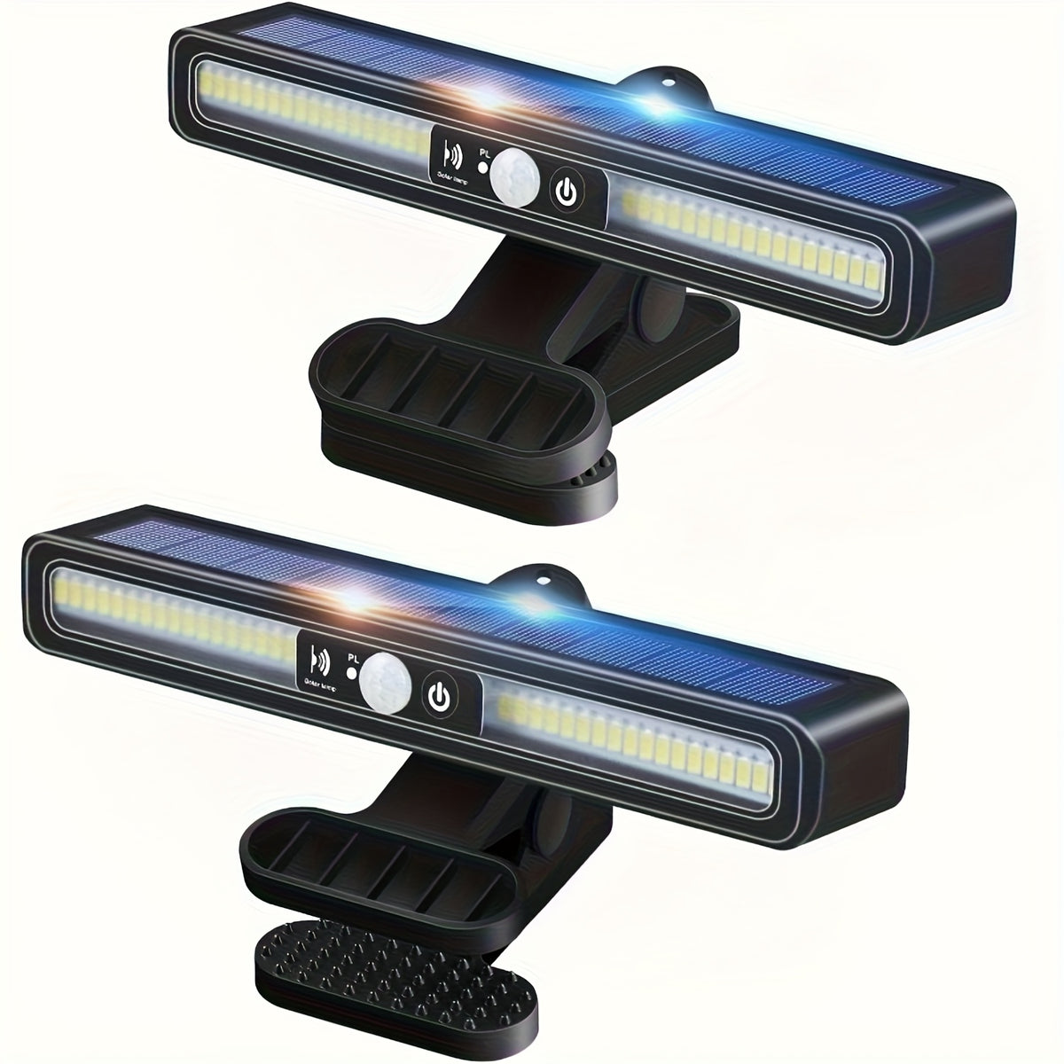 Solar Motion Sensor Light with Clip-On or Wall Mounting and Listed 36 LEDs, One, Two or Four-Pack Options for Outdoor Fence, Courtyard and Camping Lighting