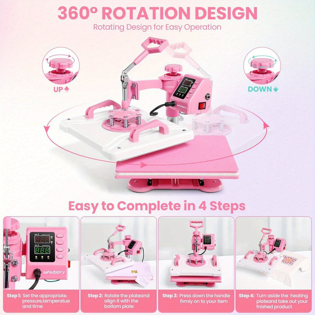 Combo Heat Press Machine with 5-in-1 or 8-in-1 Attachment Sets, 15x15 and 15x12 Inch Options or 12x10 Inch Textile-Only Press for DIY Customization