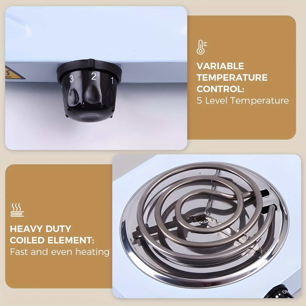 2000W Electric Double Burner Hot Plate, Listed 110V Countertop Stove with Five Adjustable Heat Settings and Black or White Options for Home Kitchen Cooking