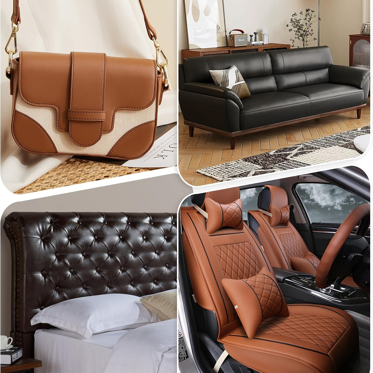 Faux Leather Upholstery Fabric 2 Yards with Backing, Listed 54-Inch Width and 0.7 mm Thickness, Leather-Textured Material in Multiple Colors for DIY Sewing