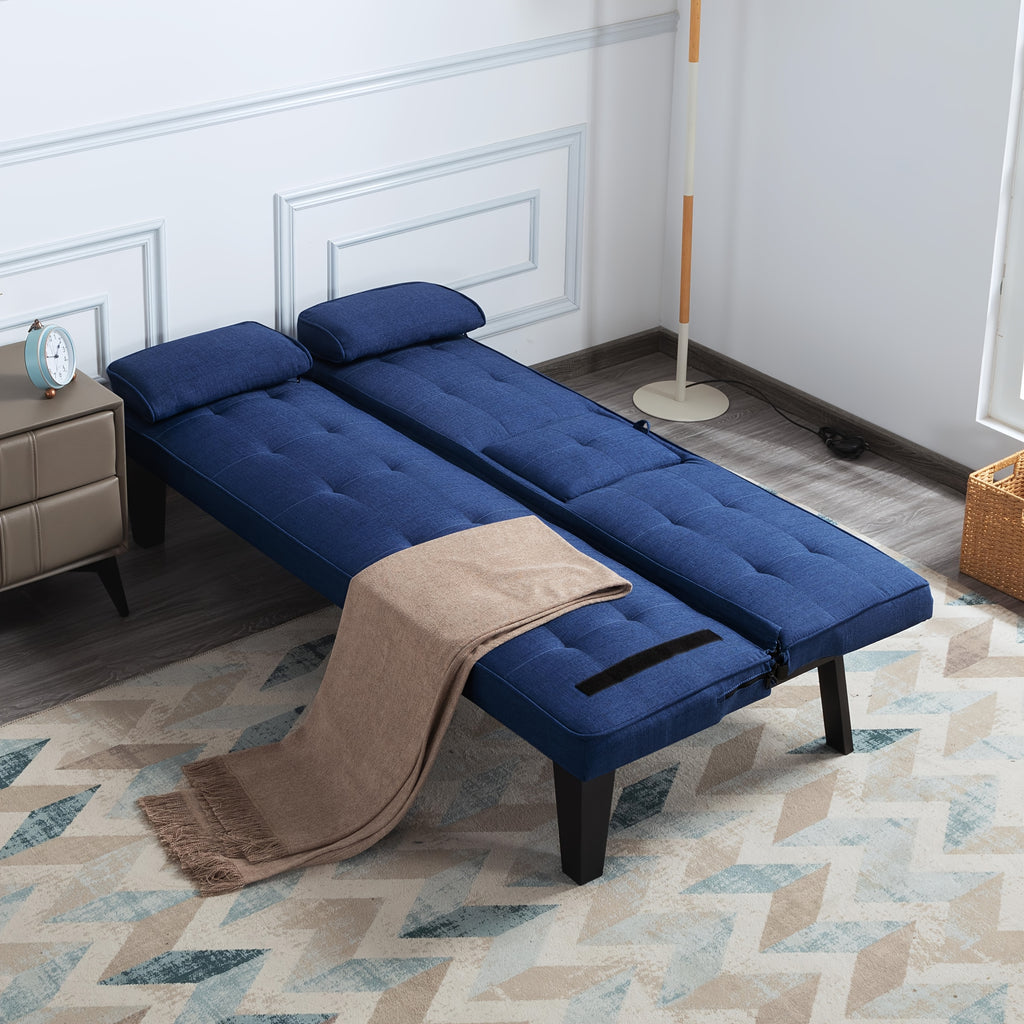 Foldable Sofa Bed with Frame and Fabric Upholstery, Gray Black or Blue Convertible Seating for Apartment Living Rooms, Dorms and Studio Furniture Layouts