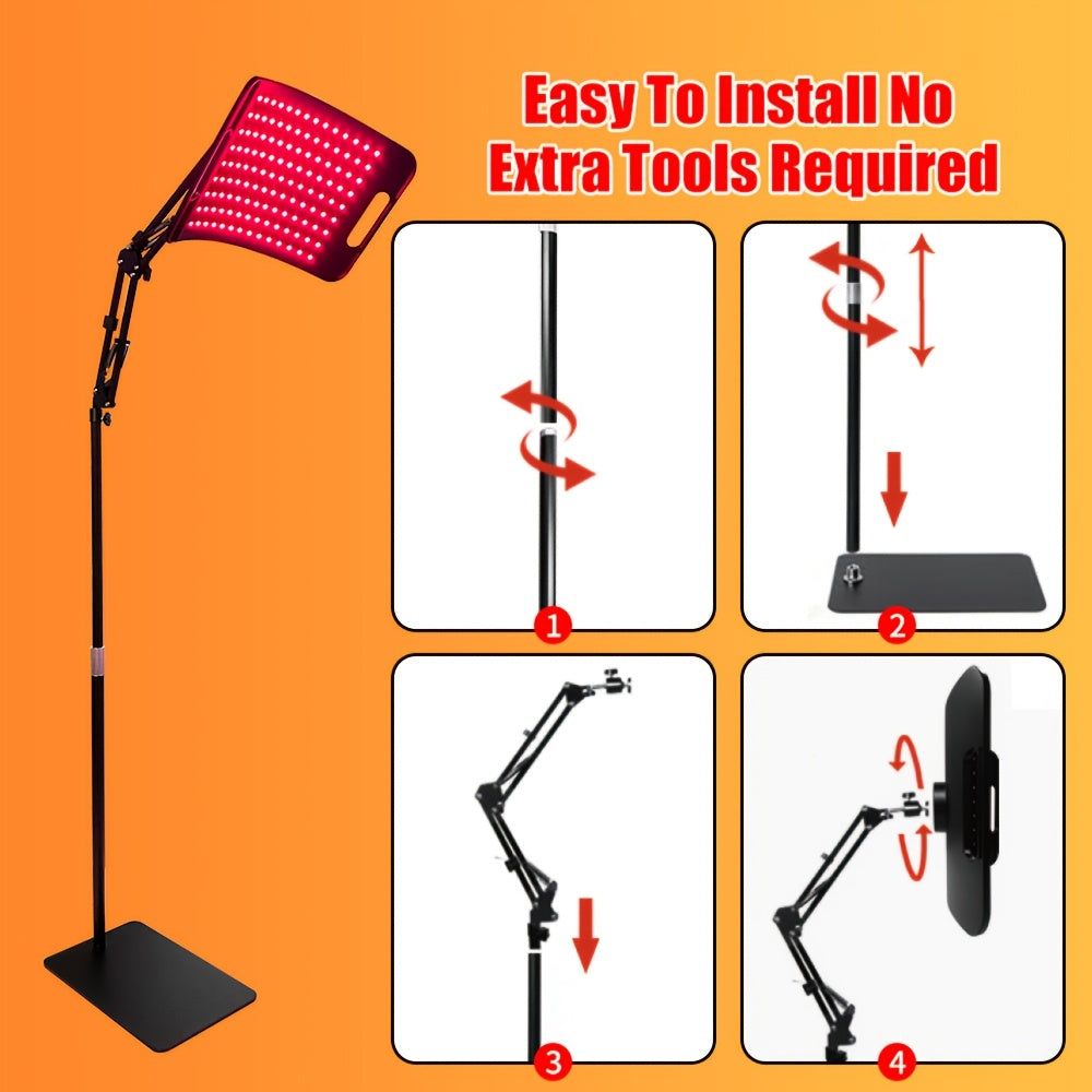 Red Light LED Lamp in Black with Listed Stand, 660nm and 850nm Wavelength Wording and Plug-In Design for Instruction-Guided Adult Personal Care Routines