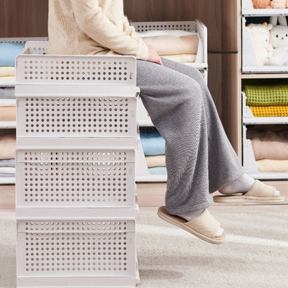 Stackable Closet Storage Baskets, 3-Piece Foldable Organizer Set with Listed 16.73 x 13.11 x 7.2 Inch Bins for Clothes, Files and Household Essentials