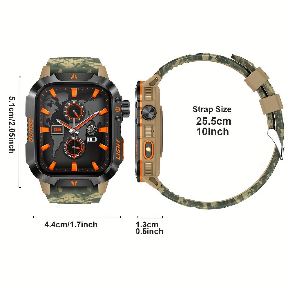 Outdoor Calling Smartwatch with Listed Compass, Altimeter, Barometer and LED Flashlight, 600mAh Battery and Sleep Tracking in Five Style Labels for Men