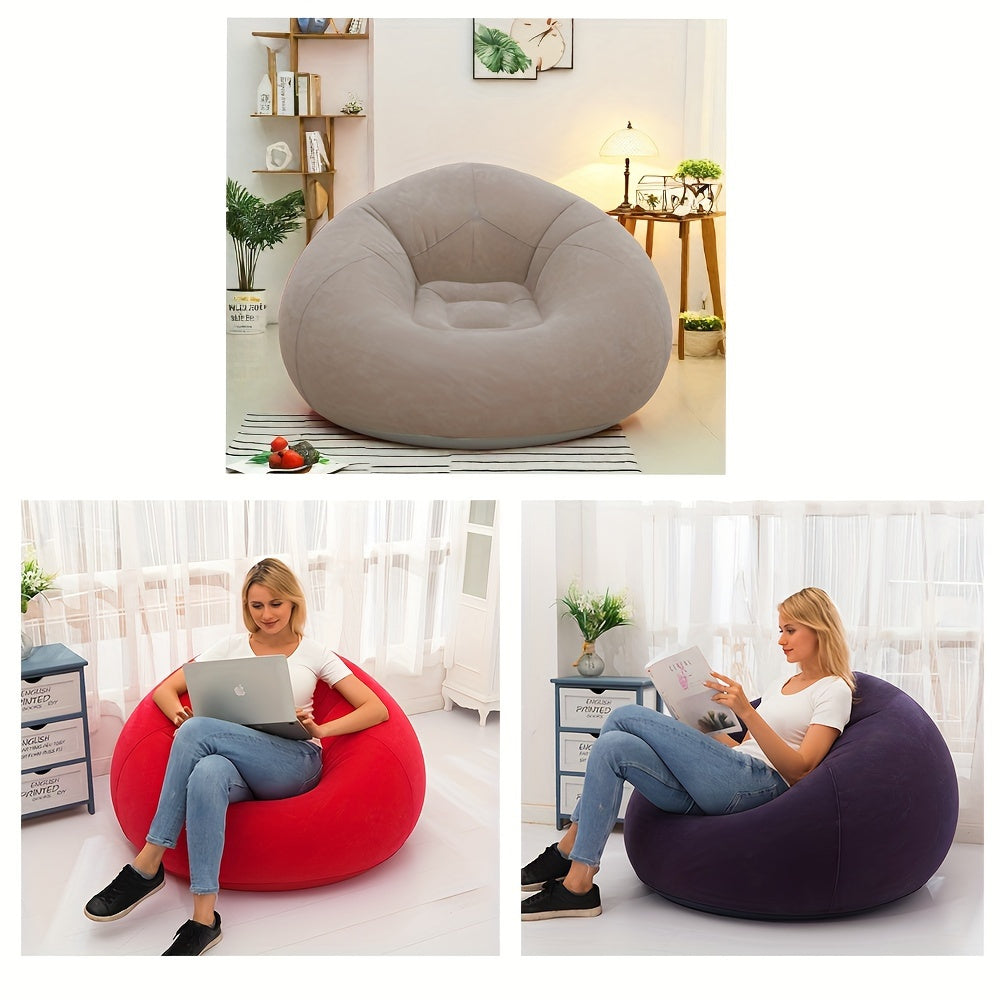 Round Lounge Sofa Chair, Single-Seat Ball Sofa in Dark Blue, Red or Brown for Living Room Relaxation, Office Breaks and Suitable Outdoor Picnic Setups