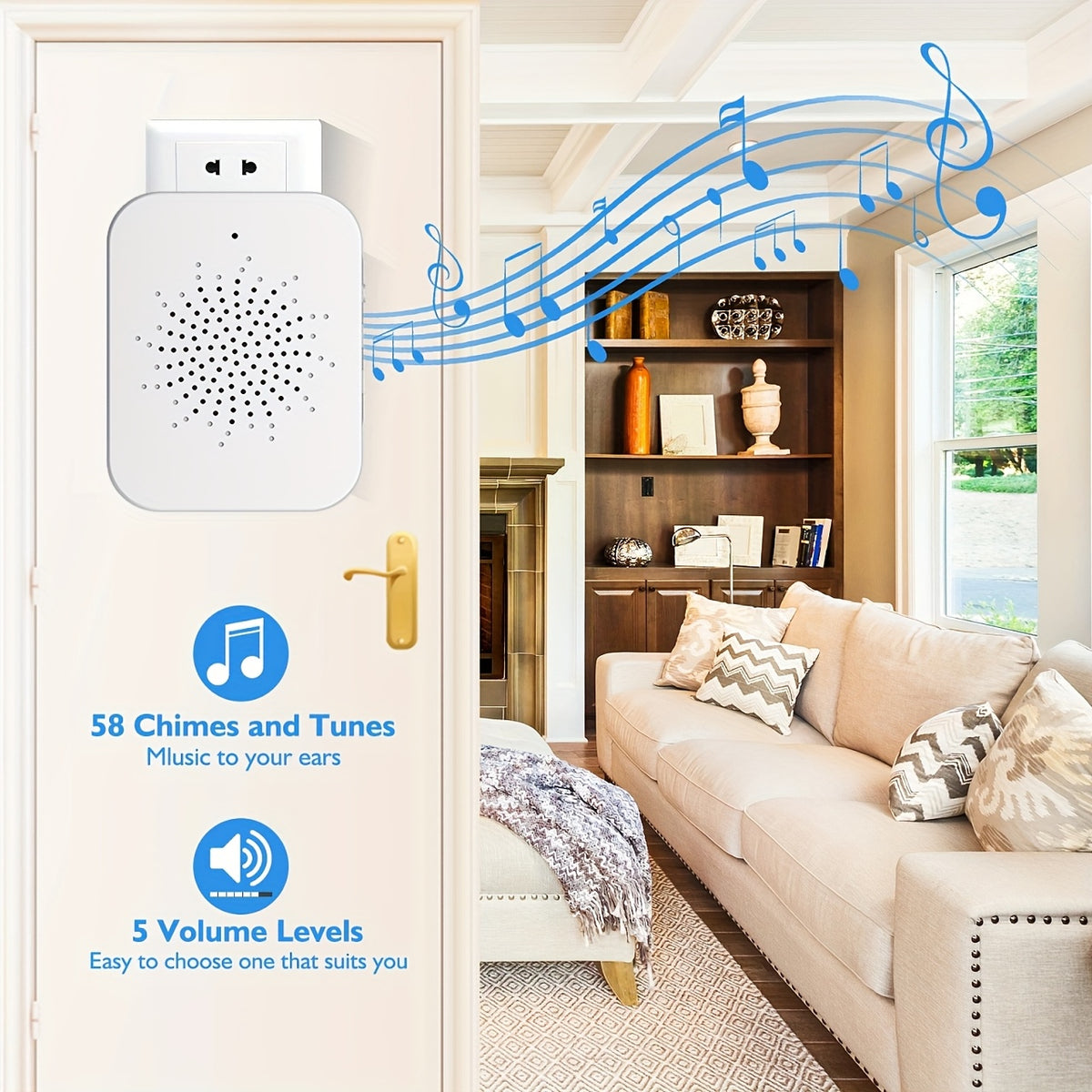 Tuya Smart WiFi Doorbell Camera, Rechargeable Wireless Video Doorbell with Night Vision, Voice Change, Two-Way Calls and Photo Recording for Home Entry