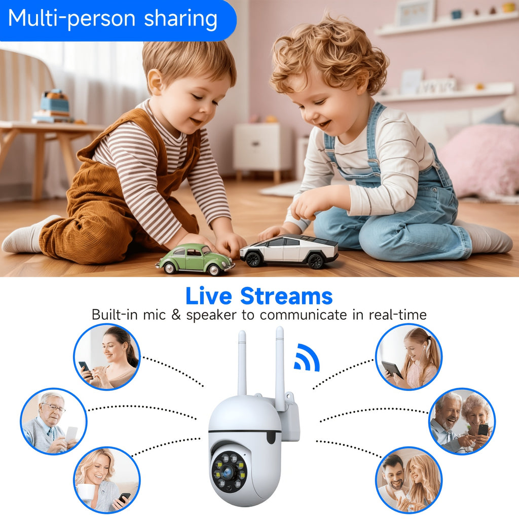 2K Security Camera 2-Pack, 5G Dual-Band WiFi Cameras with 355° Pan & Tilt, 2K QHD, AI Motion Detection & Tracking, Color Night Vision, Two-Way Audio, 256GB SD & Cloud, Festival Gift