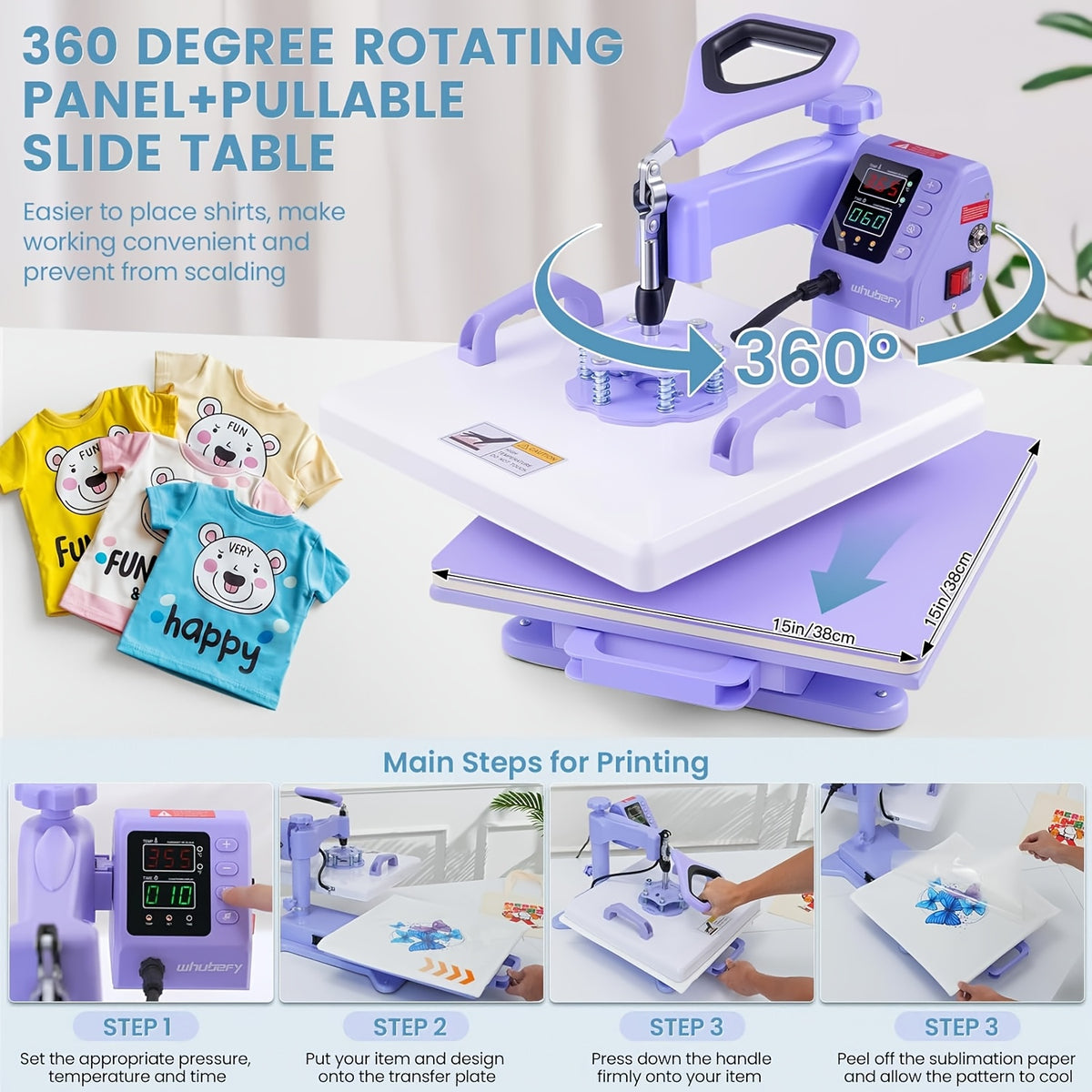 Combo Heat Press Machine with 5-in-1 or 8-in-1 Attachment Sets, 15x15 and 15x12 Inch Options or 12x10 Inch Textile-Only Press for DIY Customization