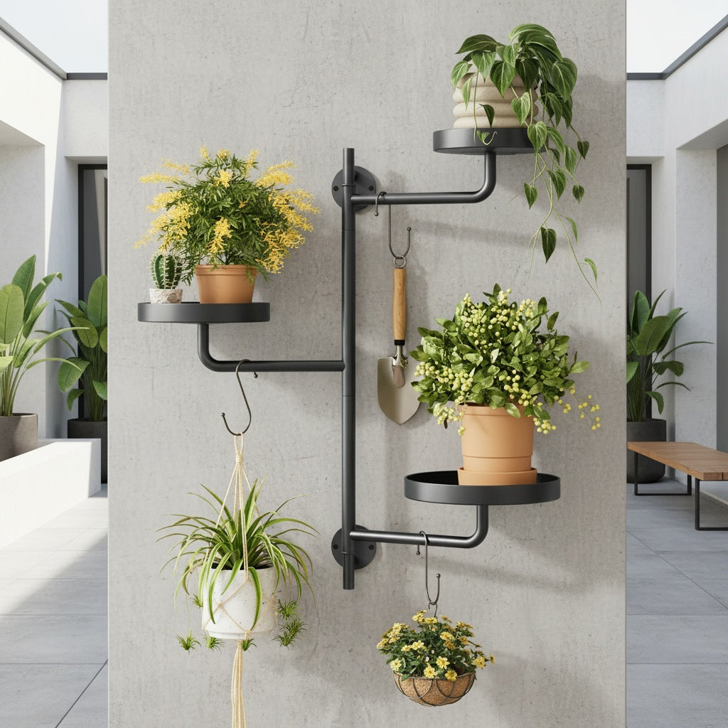 Rotating Wall Plant Stand with Three-Tier Metal Design for Indoor Potted Plant Displays, Window-Area Decor and Living Room Arrangements, 3pcs Option