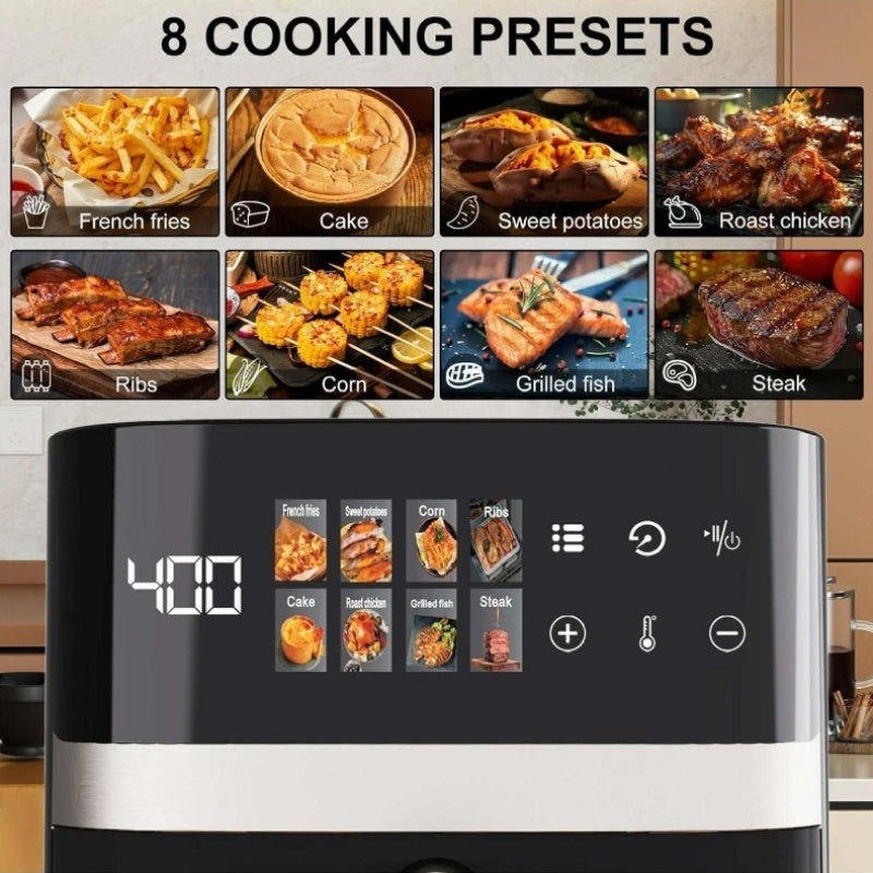 Basket Air Fryer with 6QT or 2.8QT Capacity Options, Listed LED Touchscreen and Nonstick Basket, Black Hot Air Cooker for Everyday Kitchen Meals and Snacks
