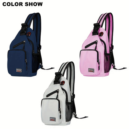 Adjustable Strap Crossbody Bag with Zipper Pockets, Blue Cat, Dark Blue, Pink or Blue Options for Everyday Essentials, Casual Errands and Travel Organization