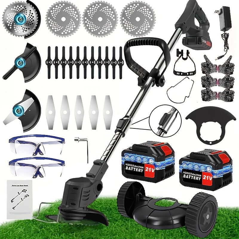 Portable Electric Yard Trimmer with Listed Three Blade Types and Lithium Battery Configurations, Purple Older Model and Nine Color Combination Options for Home Grass Care
