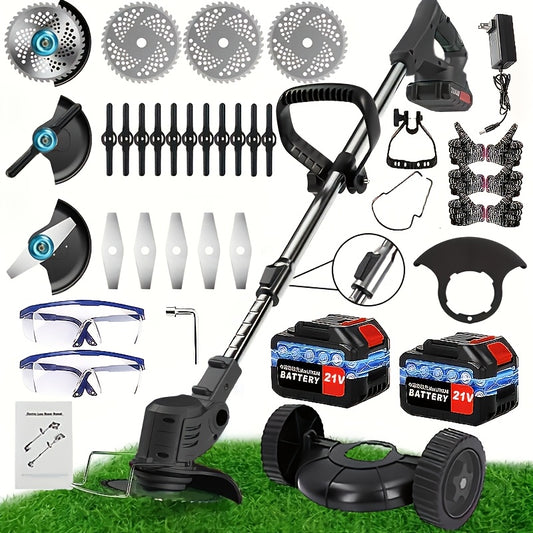 Portable Electric Yard Trimmer with Listed Three Blade Types and Lithium Battery Configurations, Purple Older Model and Nine Color Combination Options for Home Grass Care