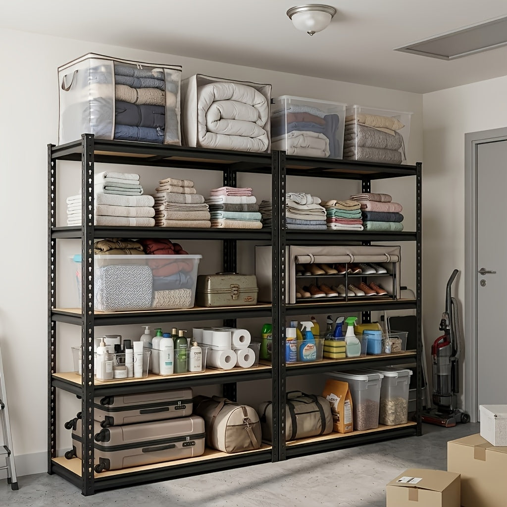 Garage Shelving Rack with Listed 72-Inch Height and Five Adjustable Metal Tiers for Household Supply Storage, Pantry Organization, Craft Rooms and Basements