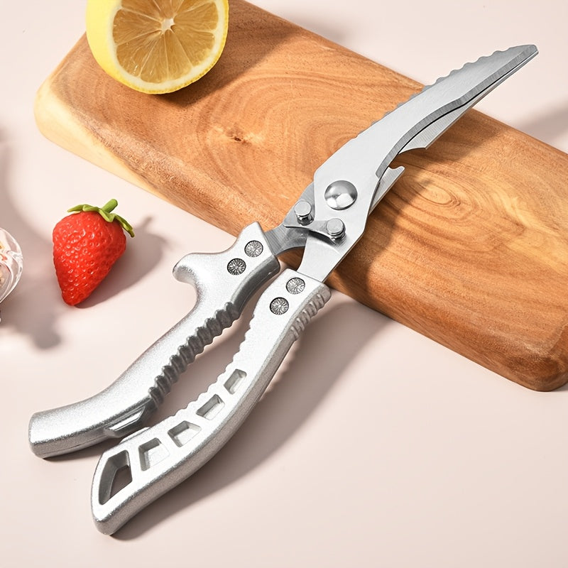 Carbon Steel Kitchen Scissors with Ergonomic Ambidextrous Grip, Single-Pair Multipurpose Cooking Shears for Poultry, Fish and Meat Preparation