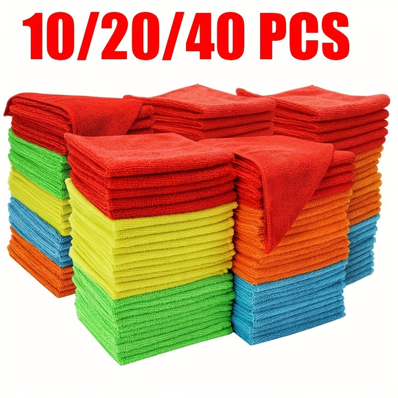 Ultra-Fine Fiber Cleaning Cloths in Random Colors, 10, 20 or 40-Piece Packs for Household Dusting and Compatible Kitchen, Window, Car and RV Wiping Tasks