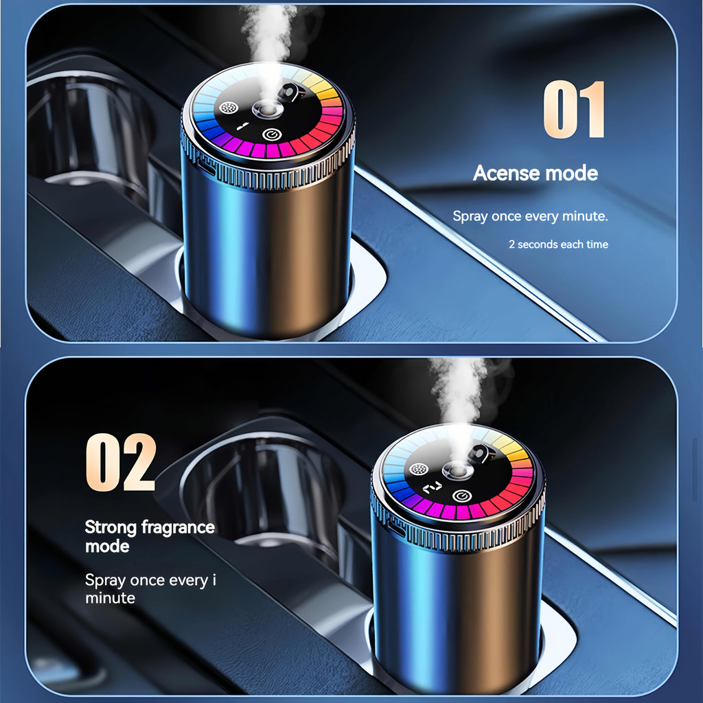 Starry Sky Car Fragrance Diffuser with Adjustable Scent Intensity and Dynamic Lights, One or Three Bottle Fragrance Options for Vehicle Interior Styling