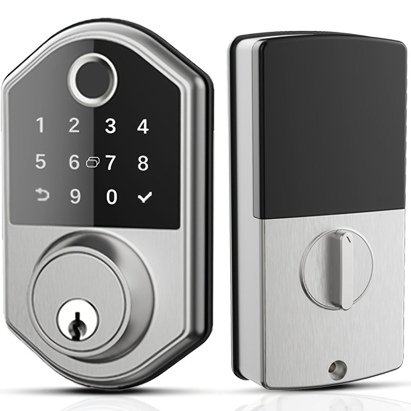 Fingerprint Keypad Door Lock with Automatic Locking and Anti-Peeping Password Feature, Black or Silvery Smart Entry Lock in With Card or Cardless Versions