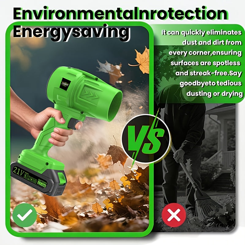 Cordless Turbo Fan Leaf Blower for Outdoor Leaves and Dust, Portable Handheld Cleaning Tool with One- or Two-Battery Accessory Options