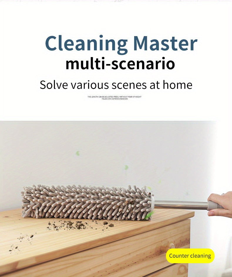 Chenille Telescopic Duster with Extendable Pole and Detachable Washable Head for Furniture, Ceiling Fans, Windows, Office and Car Interior Dusting