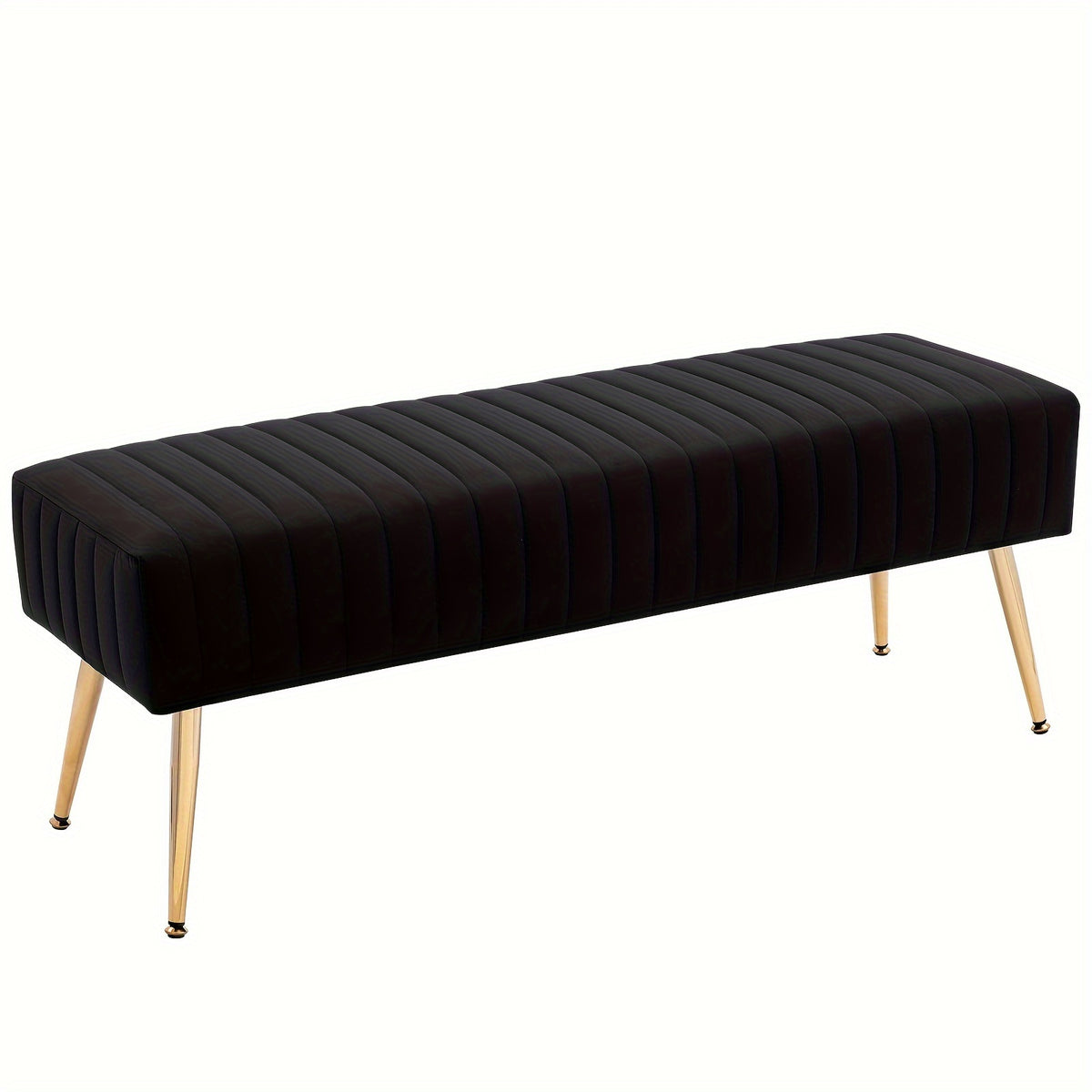 Velvet Entryway Bench with Gold-Plated Legs, 44-Inch Accent Seating for Shoe Changes, Bedroom End-of-Bed Styling and Living Room Footrest Use