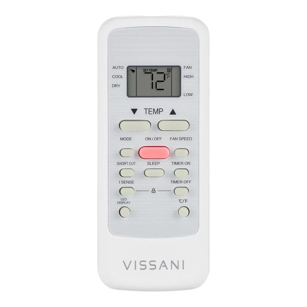 Vissani Portable Air Conditioner in White, 115V 3-in-1 Unit with Remote, 24-Hour Timer, Washable Filter and Casters, 5000 or 6000 BTU-Labeled Options