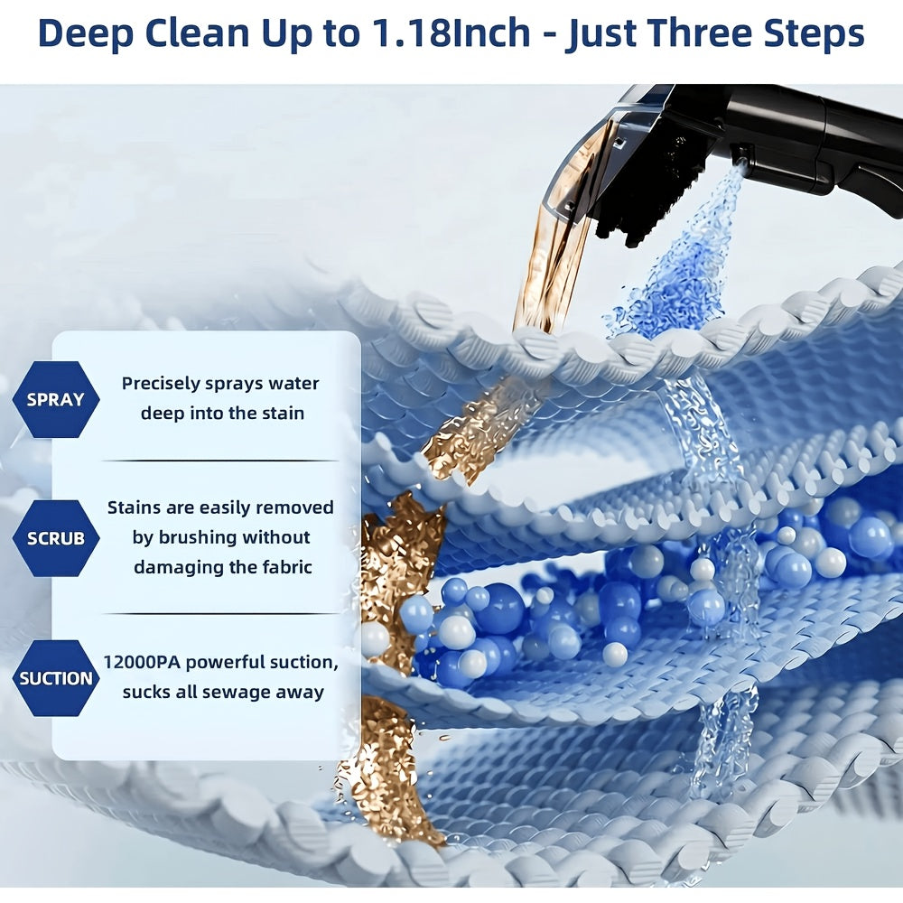 Compact Carpet Cleaner Machine with 400W Motor, 12kPa Suction and Dual Tanks, Portable Upholstery Spot Cleaner for Pet Messes, Stairs and Car Seats