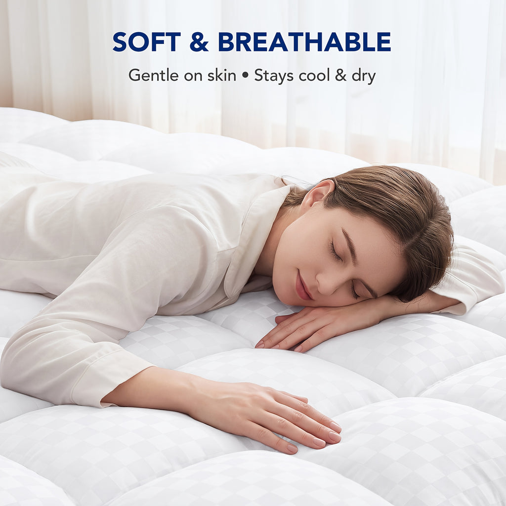 Deep Pocket Quilted Mattress Pad with Fitted Cover and Listed 21-Inch Stretch, Machine-Washable Bedding in Full, King and California King Sizes and Four Colors