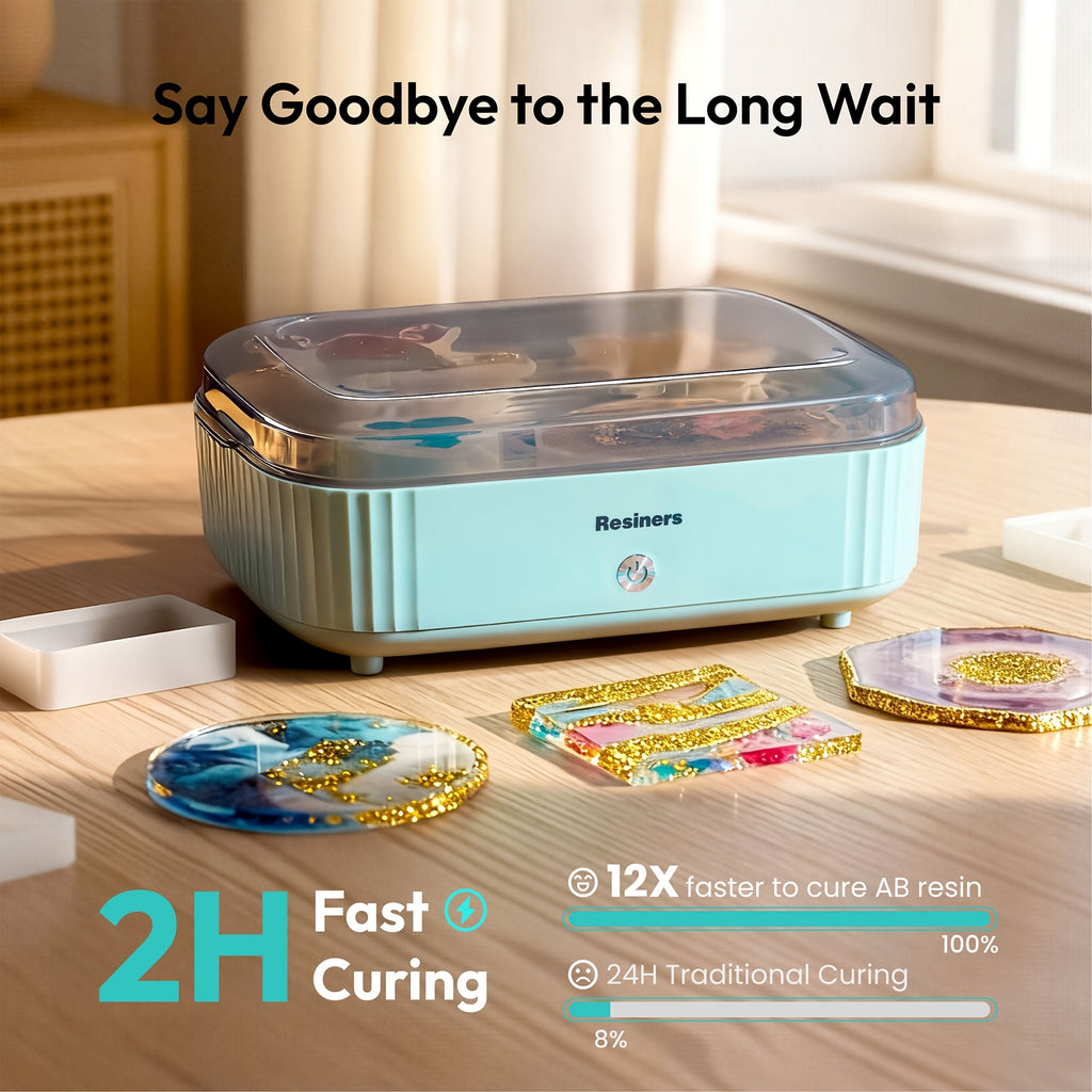 Resin Curing Machine in Mint Green with Tray Reference, Craft Curing Station for Compatible Resin Casting Projects and Adult Home Art Workshop Use