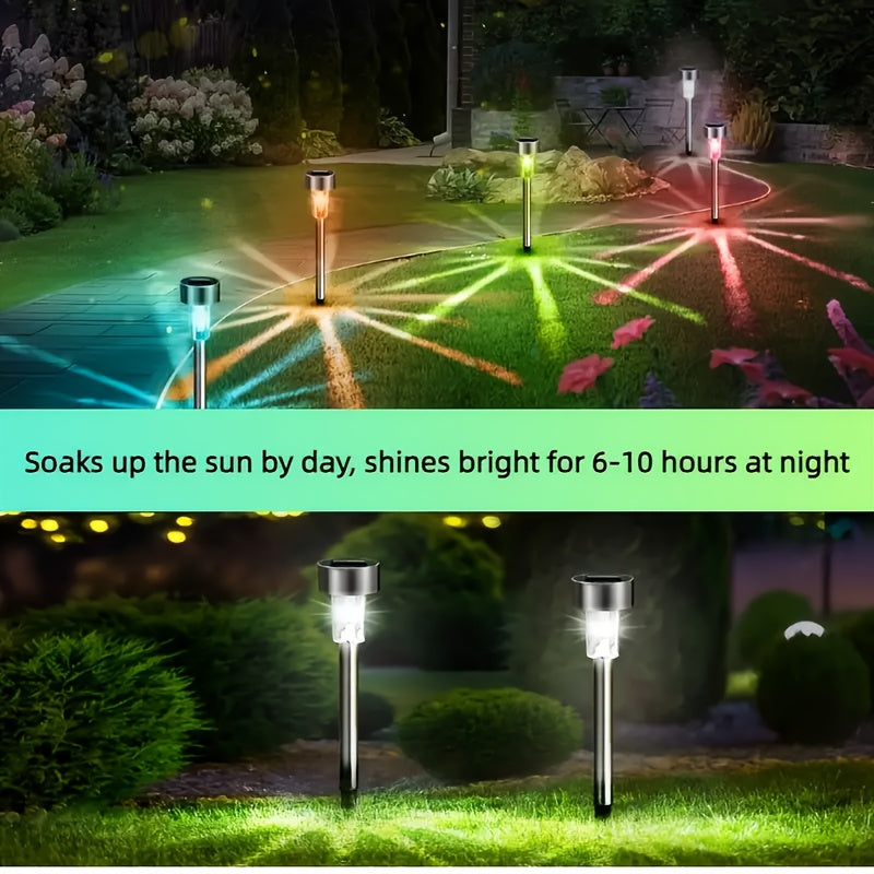 Solar LED Rod Lights with Listed Stainless Steel and IP44 Rating, 20 to 50 Piece Pack Labels in Multicolor, White or Warm Light for Garden and Patio Decoration
