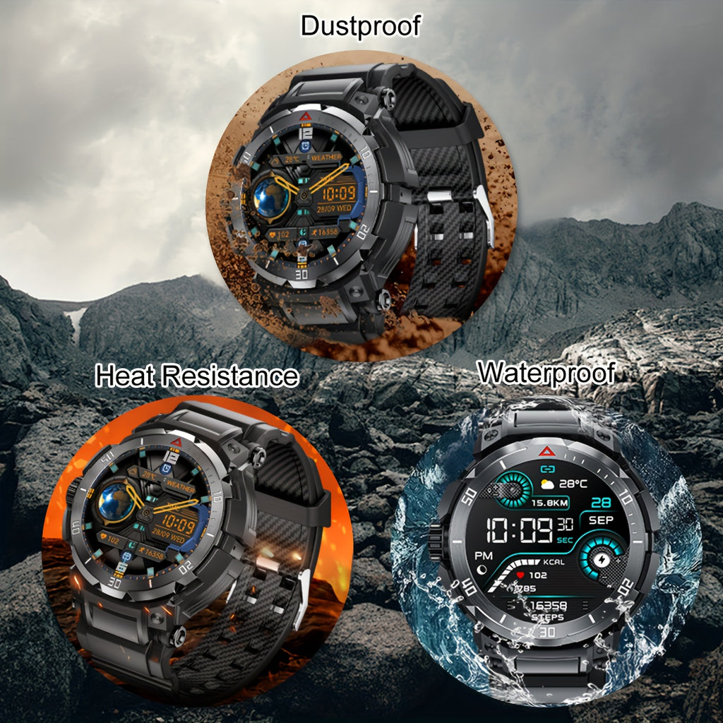 Smart Watch with Built-In Earphones, Listed 1.46-Inch IPS Touchscreen and 100+ Sports Modes, Black Fitness Tracker with Strap for iPhone and Android Phones