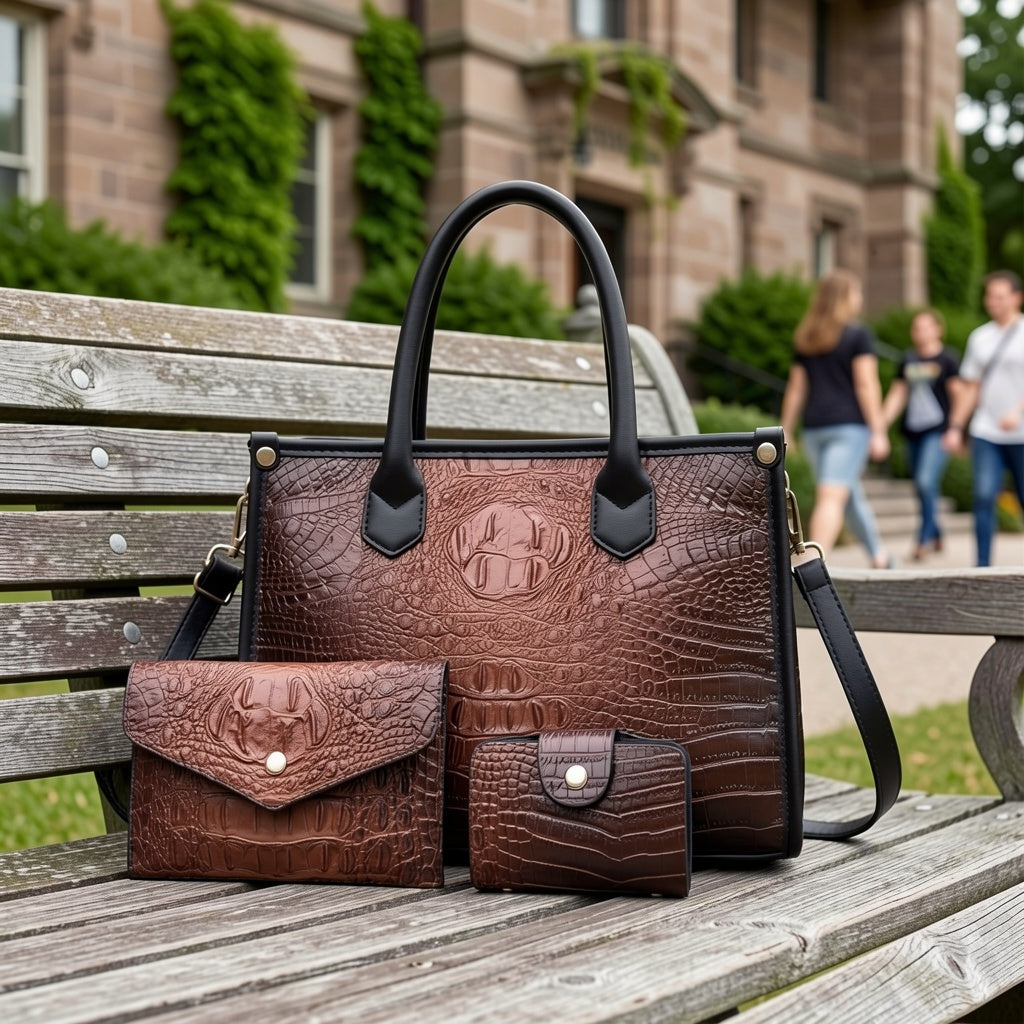 Three-Piece Handbag Set for Women with Shoulder, Crossbody and Tote Styling References, Six Color Options for Summer Outfits and Everyday Carry
