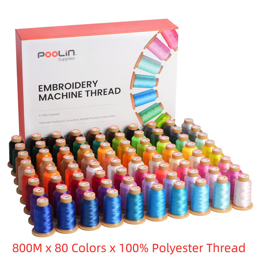 Polyester Embroidery Thread Set by RICHWORD with Listed 40WT 108D/2 Weight and 800M per Spool, 20, 40, 60 or 80-Piece Options for Compatible Sewing Projects