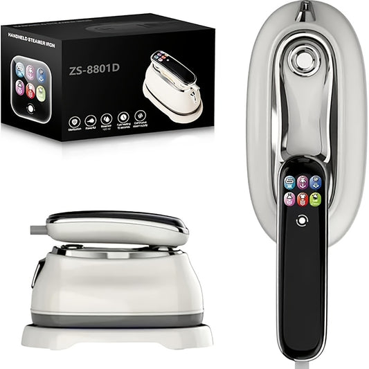 Steam Iron with Color LCD Display, Compact White Clothes Iron with 20-Second Heat-Up, Ceramic Nonstick Soleplate, Self-Cleaning and 4.73oz Water Tank