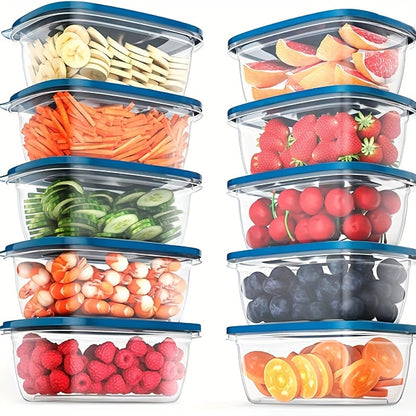 Transparent Plastic Food Storage Set with Random Lid Colors, Listed Six-Piece Reusable Stackable Kitchen Containers for Rice, Grains, Fruit and Vegetables