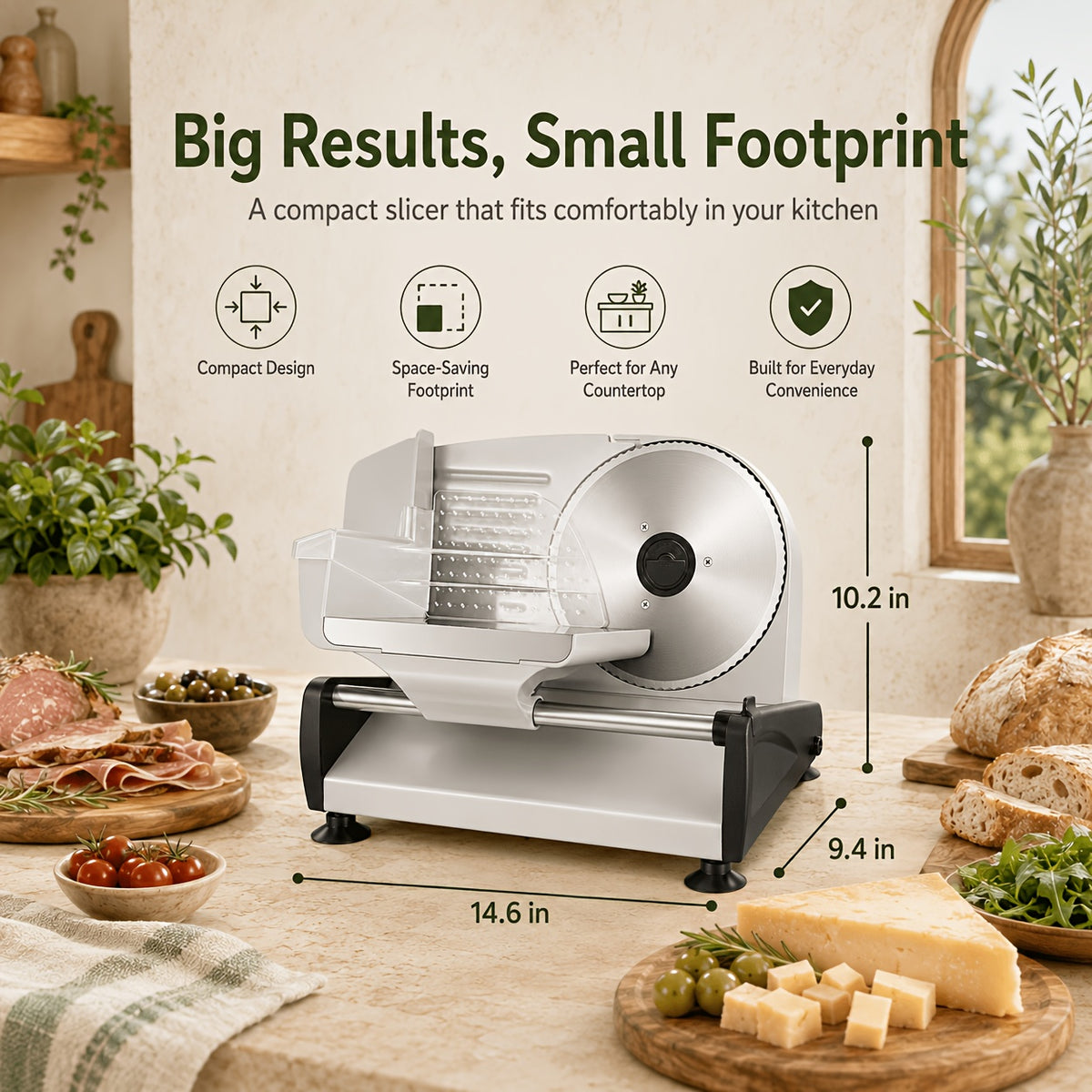 Electric Meat Slicer for Home, OSTBA 7.5-Inch Removable Stainless Steel Blade, Adjustable Thickness & Child Lock for Meat, Cheese and Bread
