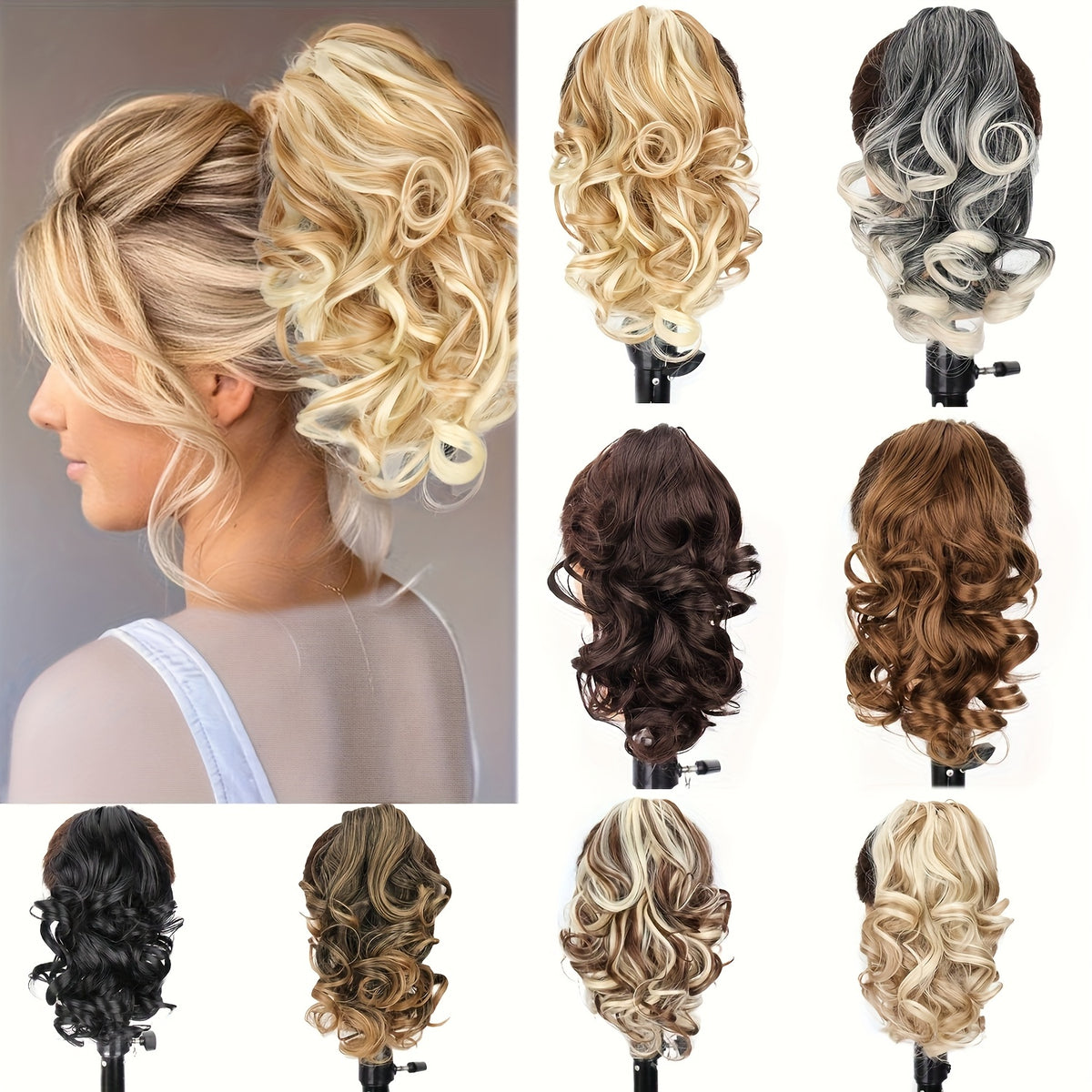 8-Inch Claw Clip Ponytail Extension for Women, Short Synthetic Hairpiece with Multiple Color Options for Casual Outfits, Parties and Halloween Styling