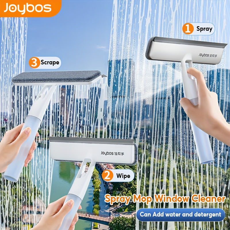 Window Spray Wash Squeegee Cleaner with Collection Tank, JOYBOS 3-in-1 Handheld Glass Cleaning Tool or Two-Cloth Option for Mirrors and Home Surfaces