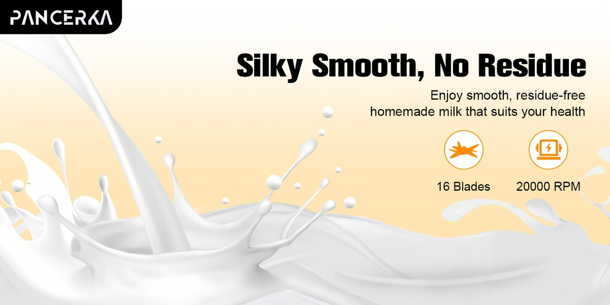 One-Touch Nut Milk Maker by PANCERKA, White A Automatic Countertop Blender for Compatible Almond, Oat, Soy and Coconut Beverage Recipes and Kitchen Preparation