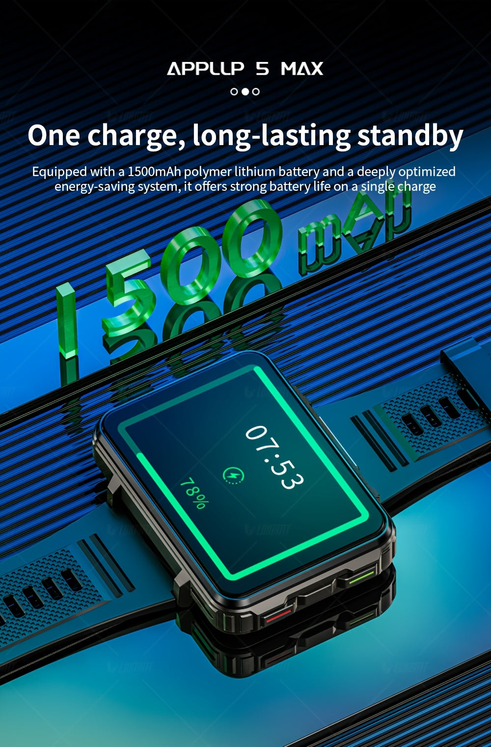 Smart Watch Phone LOKMAT APPLL 5 MAX with 2.4-Inch TFT Display, Dual Cameras and Flashlight, Black 4GB RAM 64GB or 6GB RAM 128GB Storage Options