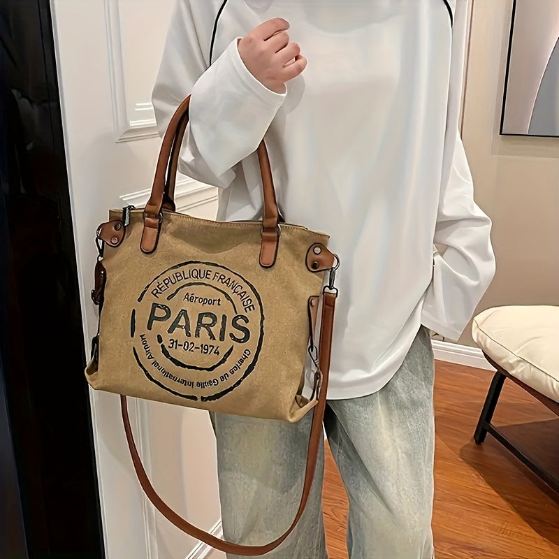 Tote Crossbody Shoulder Bag with Adjustable Strap, Brown with Black or Gray with Black Options for Everyday Errands, Commuting and Casual Outfit Styling
